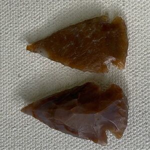2 Hand Knapped Stone Arrowheads Purple Brown Chert Modern Carving Crafts Jewelry